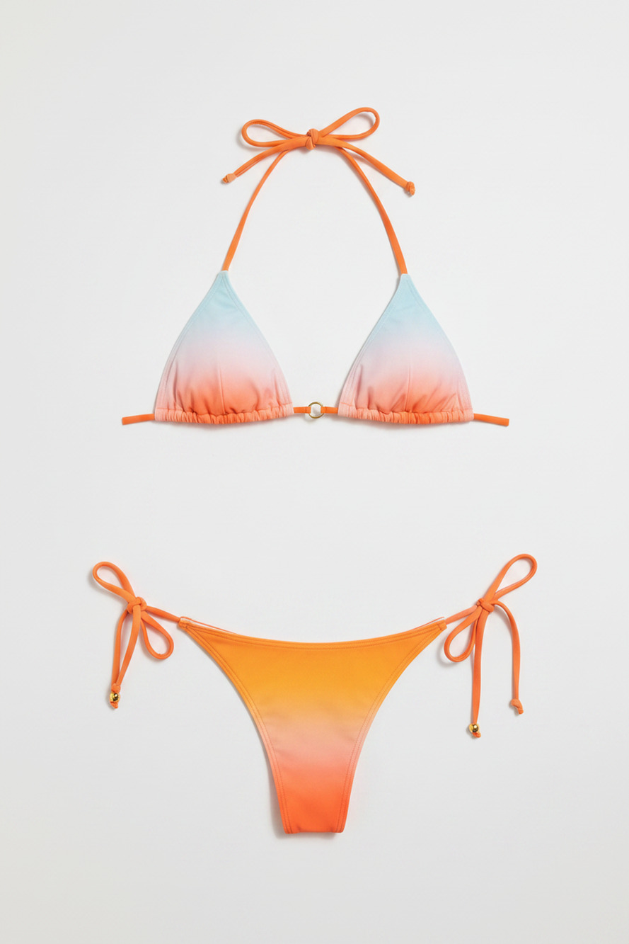 Vega Recycled Sustainable String Bikini in Sunrise Colors – Handmade to Order